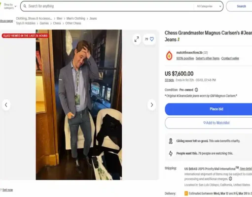 ¡Magnus Carlsen subasta sus vaqueros!: los jeans de Magnus pueden ser tuyos