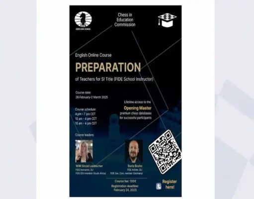 FIDE lanza la 22.ª edición del curso para instructores escolares de ajedrez