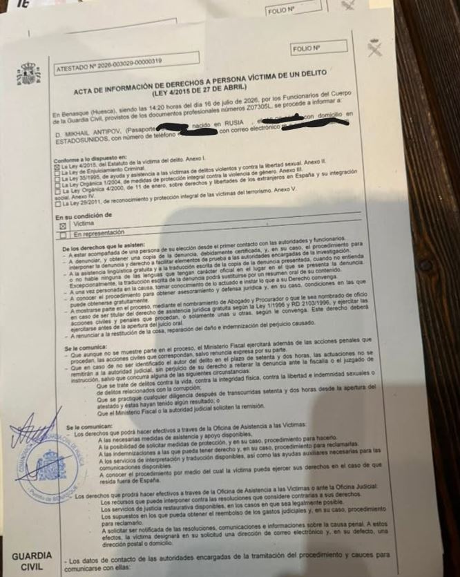 El campeón del Open de Benasque, Mikhail Antipov, denuncia el robo de su pasaporte y 1.500 euros 1